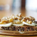Bananas & Walnuts on Buttery Seeded Toast . side view