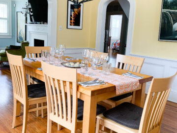 Dining Room, Set Dining Table for 6 Yellow Walls