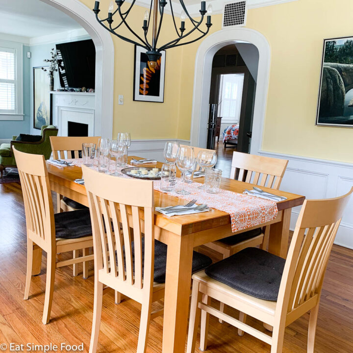 Dining Room, Set Dining Table for 6 Yellow Walls
