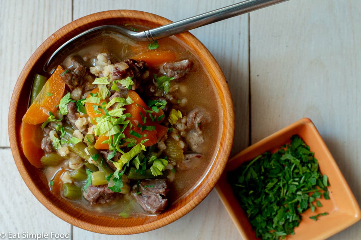 Lamb And Pearl Barley Stew / Soup Recipe & Video - Eat Simple Food