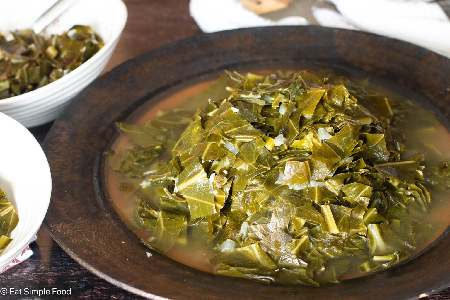 Simple Vegetarian Collard Greens Recipe and Video - Eat Simple Food